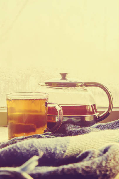 istock hot tea in the pot near the window. selective focus. 1046518824