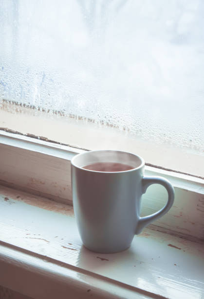hot tea in the pot near the window. selective focus.