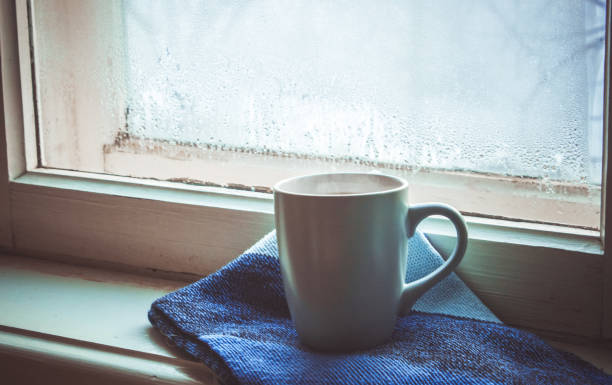 hot tea in the pot near the window. selective focus.
