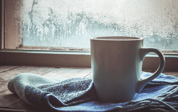 hot tea in the pot near the window. selective focus.