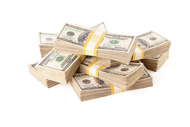 istock Stacks of One Hundred Dollar Bills Isolated 104652458