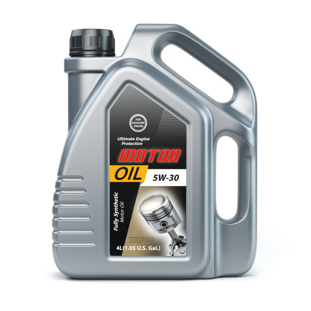 motor oil canister on white isolated background. - motor oil bottle imagens e fotografias de stock