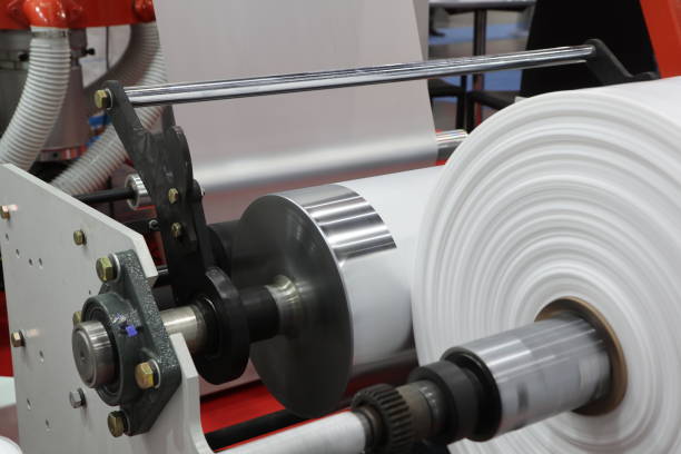 istock Winding unit of extrusion plastic film blowing machine 1046529704