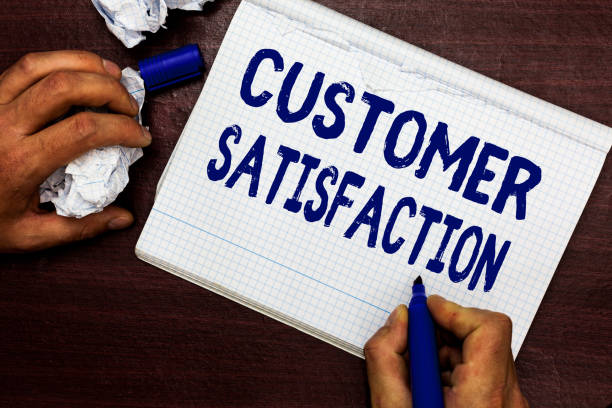 istock Writing note showing Customer Satisfaction. Business photo showcasing Exceed Consumer Expectation Satisfied over services Man holding marker notebook page crumpled paper several tries mistakes. 1046534100