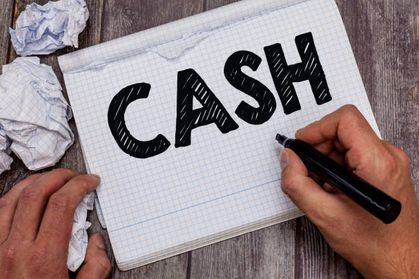 istock Handwriting text Cash. Concept meaning Money in any form especially that which is immediately available Coins 1046534214