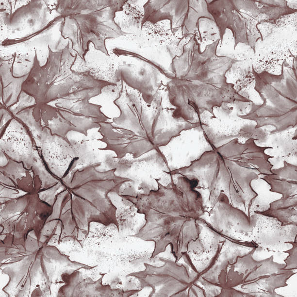 ilustraciones, imágenes clip art, dibujos animados e iconos de stock de hojas de arce patrón sin fisuras - autumn leaf single flower flower