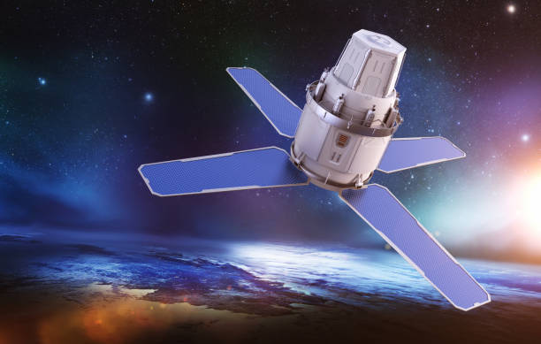 istock Sci-Fi sattellite on the orbit of the Earth 1046539812