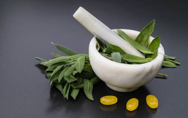 Sage - Alternative Medicine Sage is an indispensable part of naturopathic medicine as the ultimate cough suppressant cough lozenge stock pictures, royalty-free photos & images