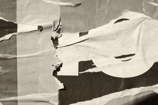 istock Old crumpled creased blank paper ripped torn posters grunge textures backdrop backgrounds placard 1046544592