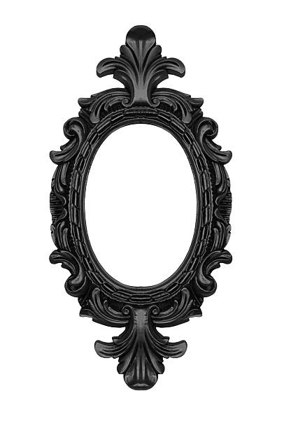 nero ornato cornice ovale - frame ellipse photograph black foto e immagini stock