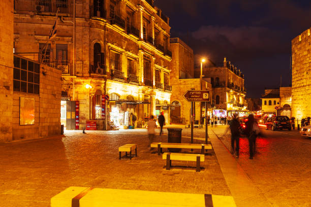 istock Jaffa gate of old city at night, Jerusalem 1046550122