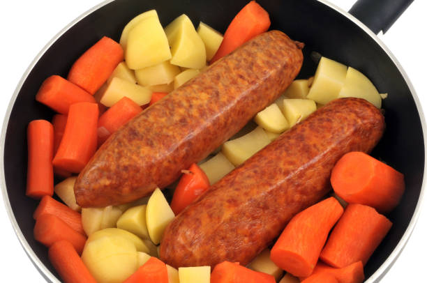 Morteau sausages, potatoes and carrots