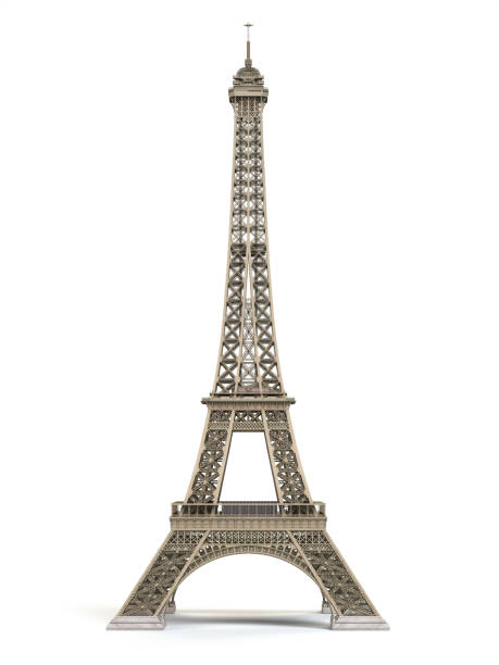 Eiffel Tower metallic isolated on a white background Eiffel Tower metallic isolated on a white background. 3d illustration eiffel tower stock pictures, royalty-free photos & images