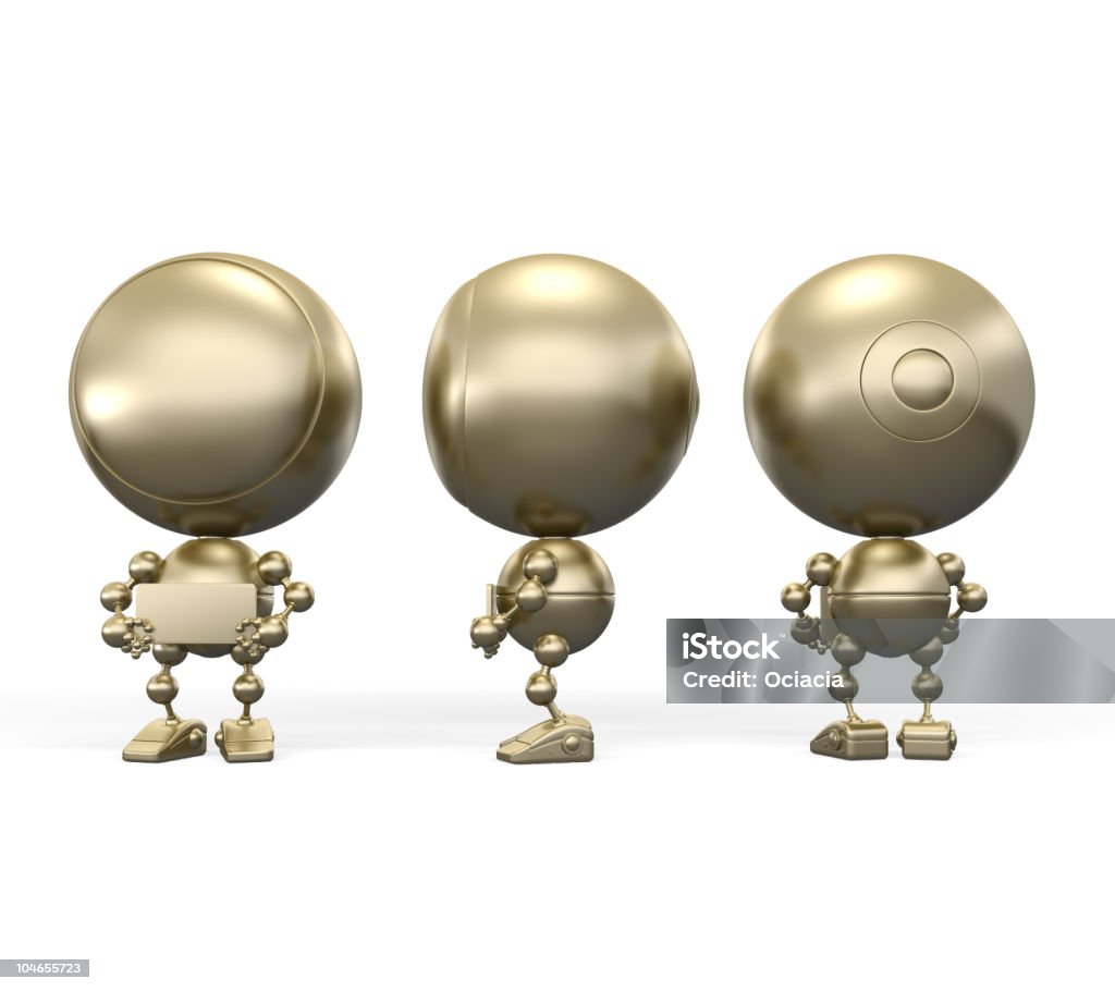 Interesante golden robots - Foto de stock de Acorralado libre de derechos