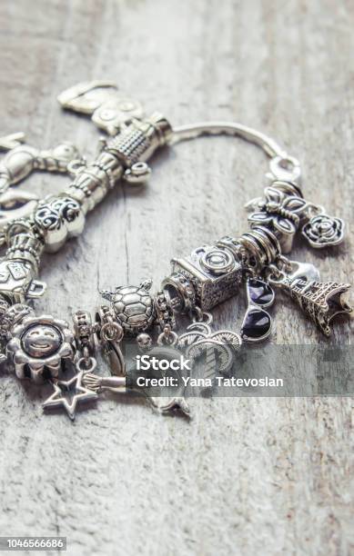 Bracelet With Charms Selective Focus Beauty And Fashion Stock Photo - Download Image Now