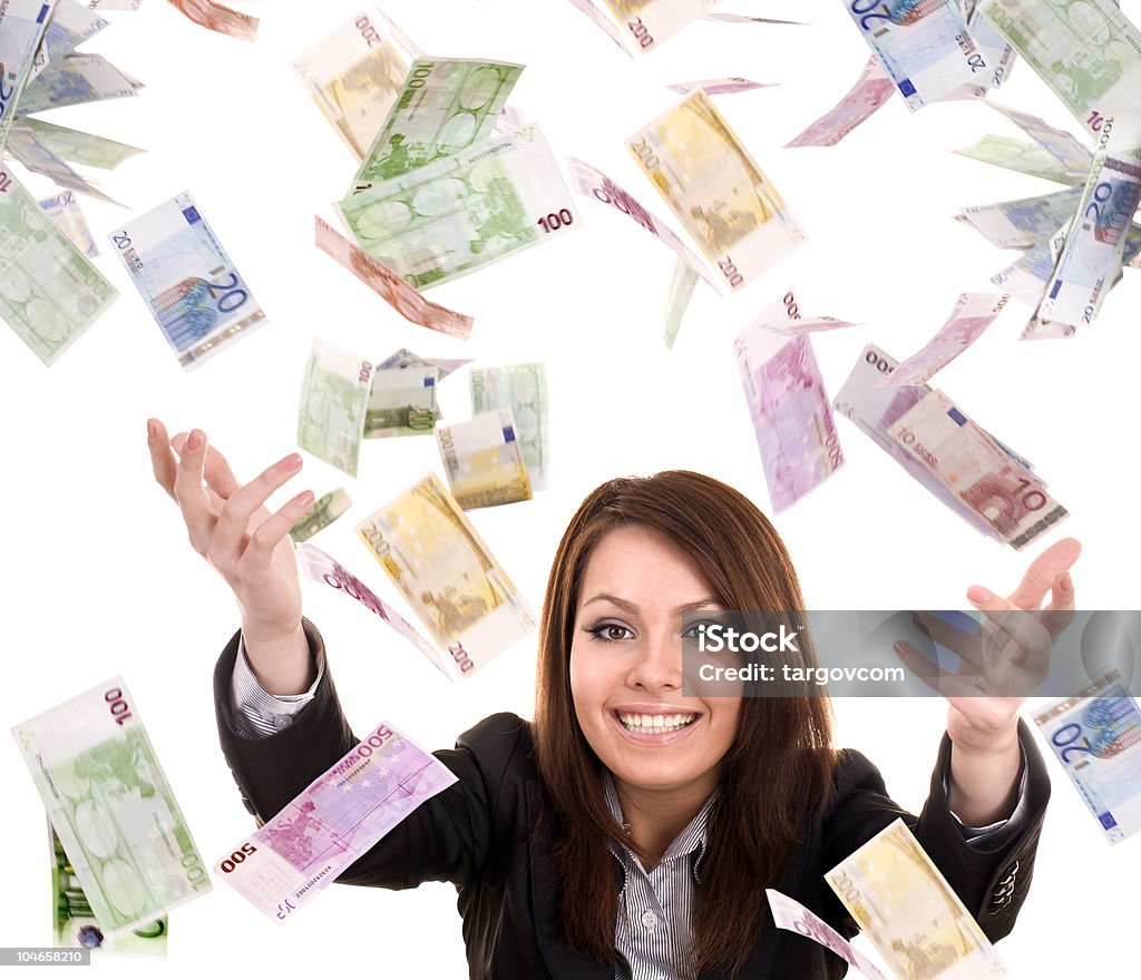 Voando mulheres de negócios com dinheiro. - Foto de stock de Adulto royalty-free