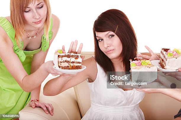 Girl Refuse To Eat Cake Stock Photo - Download Image Now - Refusing, Sweet Food, Adult