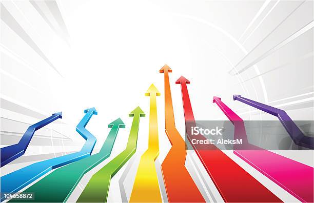 Rainbow Glänzenden 3d Pfeile Stock Vektor Art und mehr Bilder von Bewegung - Bewegung, Der Weg nach vorne, Drehen