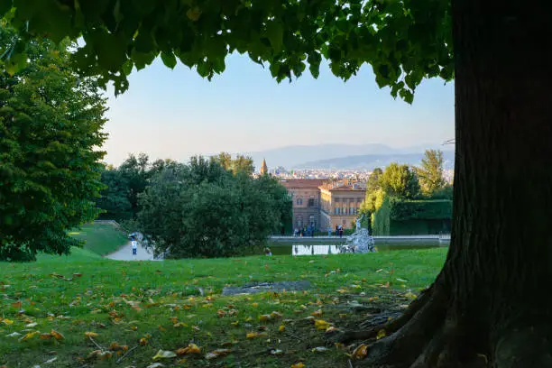 Photo of Boboli gardens, view of Florence cityscape, Italy