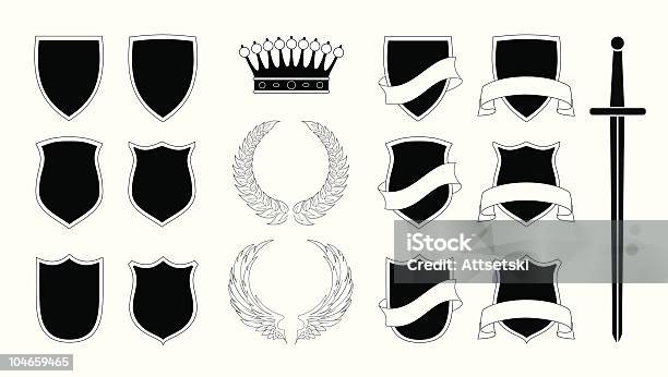 Set Of Shields Und Anderen Elementen Stock Vektor Art und mehr Bilder von Altertümlich - Altertümlich, Antiquität, Auszeichnung