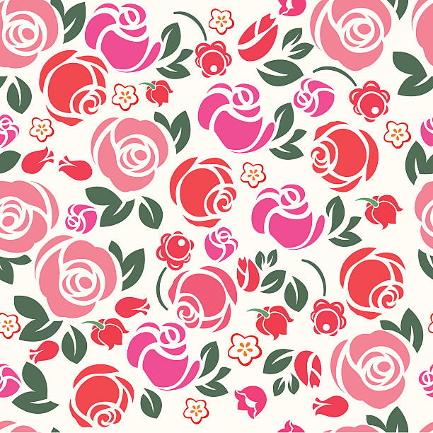 rose seamless pattern vector art illustration