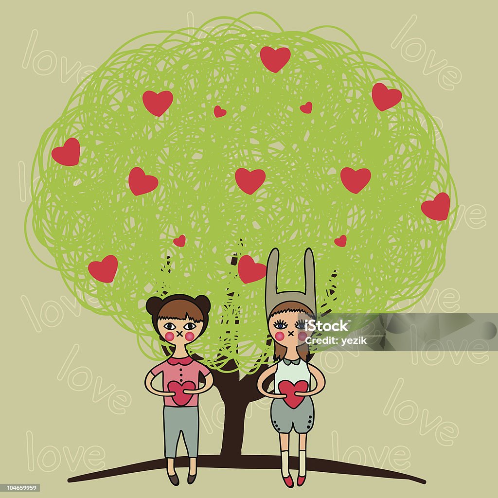 Dessin animé Garçon et fille en amour - clipart vectoriel de Adolescent libre de droits