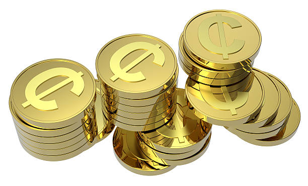 istock Stacks of gold coins isolated on a white background 104660917