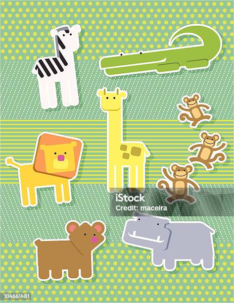 Зоопарк Baby Scrapbook Стиль — стоковая векторная графика и другие изображения на тему Аллигатор - Аллигатор, Альбом на память, Векторная графика