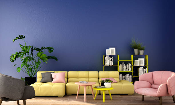 istock 3d rendering,3d illustration,interior design for living area or reception in modern style with sofa and armchair, table,plant on wood floor and concrete wall 1046616560