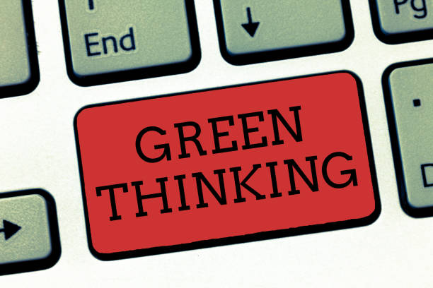 istock Writing note showing Green Thinking. Business photo showcasing Taking ction to make environmental responsibility a reality 1046617360