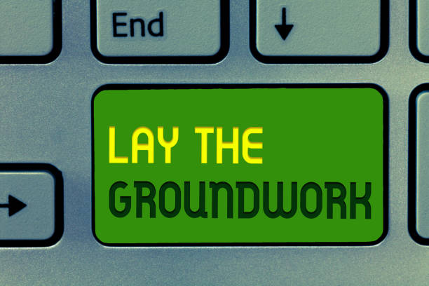 Word writing text Lay The Groundwork. Business concept for Preparing the Basics or Foundation for something Word writing text Lay The Groundwork. Business concept for Preparing the Basics or Foundation for something. basement construction site construction blueprint stock pictures, royalty-free photos & images