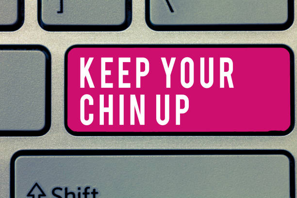 istock Word writing text Keep Your Chin Up. Business concept for Remain cheerful in difficult circumstances High Spirit 1046617928