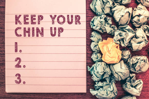 istock Word writing text Keep Your Chin Up. Business concept for Remain cheerful in difficult circumstances High Spirit 1046618006