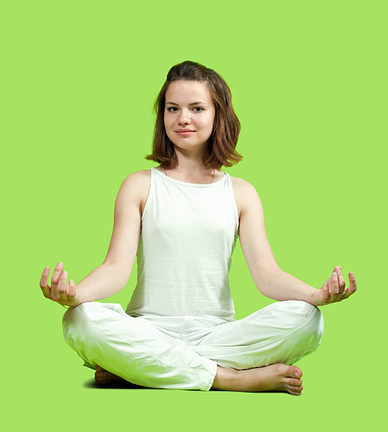 istock girl doing yoga 104661818