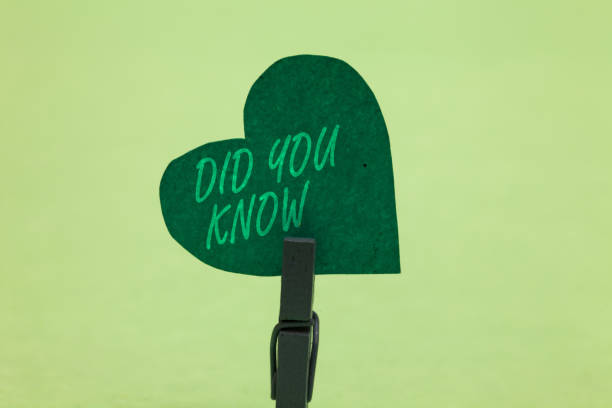 istock Writing note showing Did You Know. Business photo showcasing Knowing the next move Thinking Trivia Brainstorming Wondering Clothespin holding green paper heart important romantic message ideas. 1046618672