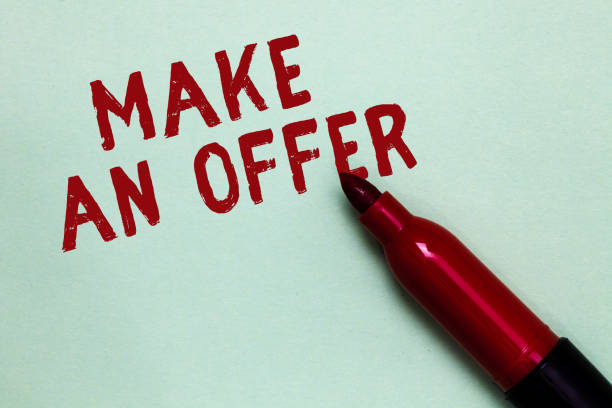 istock Handwriting text Make An Offer. Concept meaning Proposal Bring up Volunteer Proffer Bestow Bid Grant Open red marker intention communicating message ideas green background. 1046618868