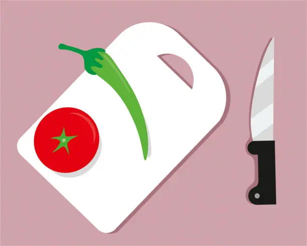 Vector illustration of Cutting board with knife