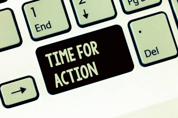 istock Handwriting text writing Time For Action. Concept meaning getting ready to start doing encouragement Go fast 1046619300