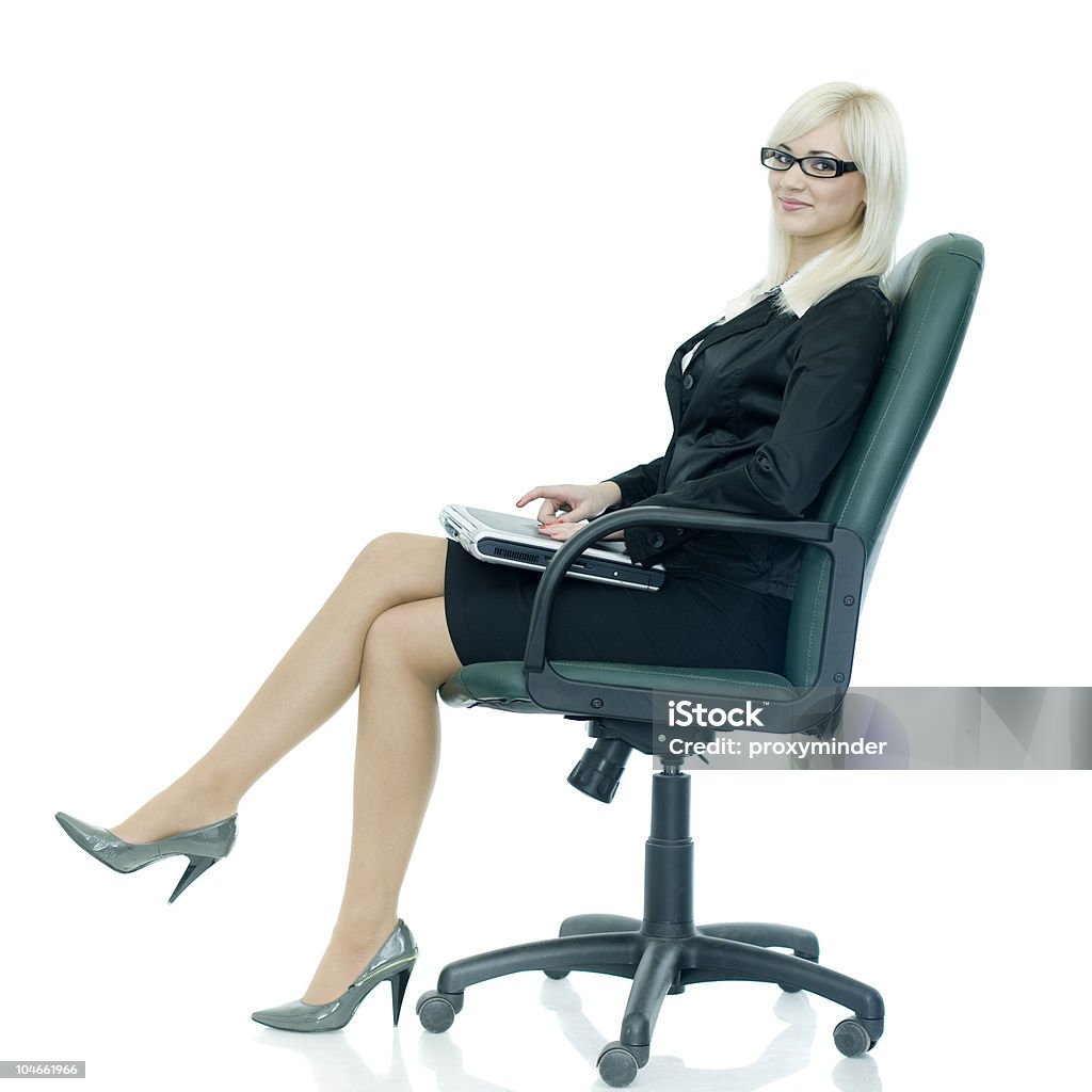 Donna d'affari con laptop - Foto stock royalty-free di Adulto