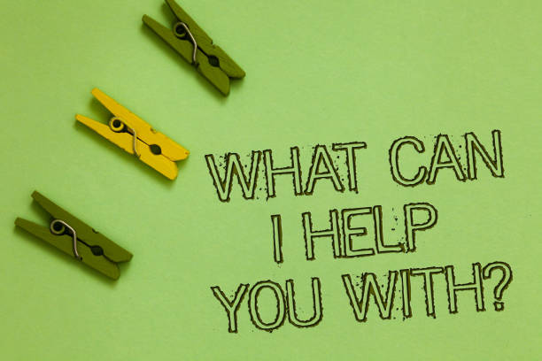 istock Word writing text What Can I Help You With question. Business concept for Offering assistance Experts advice ideas Outline words green middle yellow paper clip on olive color ground. 1046620042