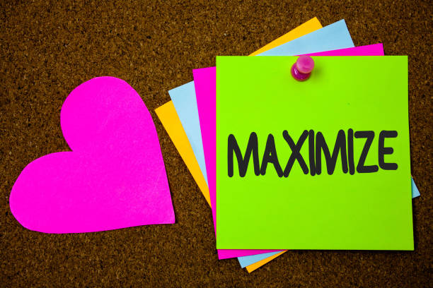istock Handwriting text writing Maximize. Concept meaning Increase to the greatest possible amount or degree Make larger Thumb pinned sticky cards love heart messages card remember sign board. 1046620088