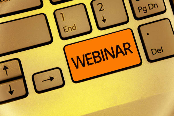istock Word writing text Webinar. Business concept for defined as seminar conducted over the Internet Web conferencing Keyboard orange key Intention create computer computing reflection document. 1046623818