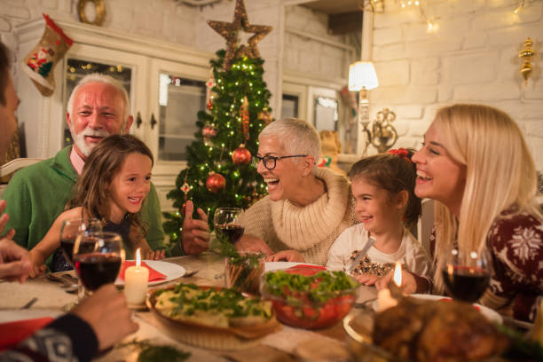 istock Family having fun over Christmas dinner 1046628338