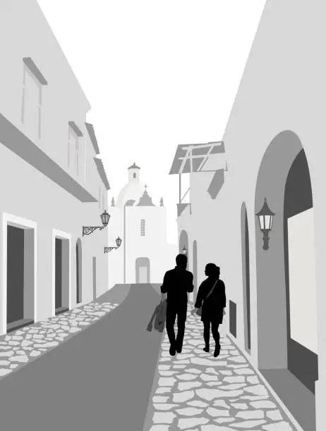 Vector illustration of Historic Alley Date