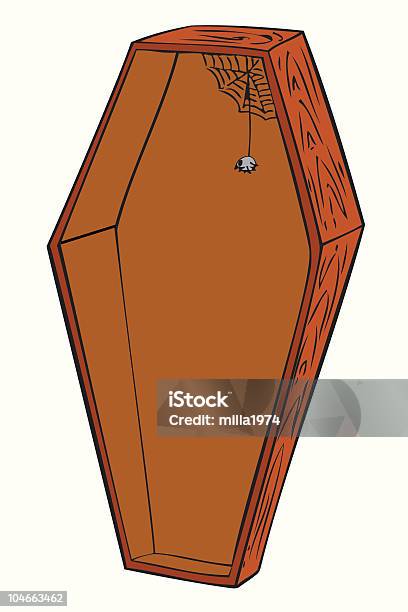 Drewniane Trumna - Stockowe grafiki wektorowe i więcej obrazów Bez ludzi - Bez ludzi, Brązowy, Ceremonia