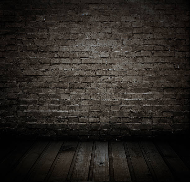 istock Old gray brick wall with gray wooden floor 104663715