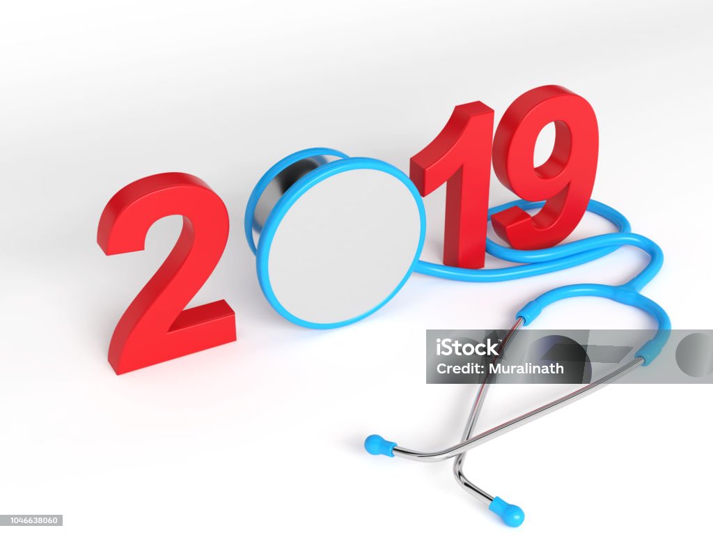 New Year 2019 Creative Design with Medical Concept New Year 2019 Creative Design with Medical Concept - 3D Rendered Image 2019 Stock Photo