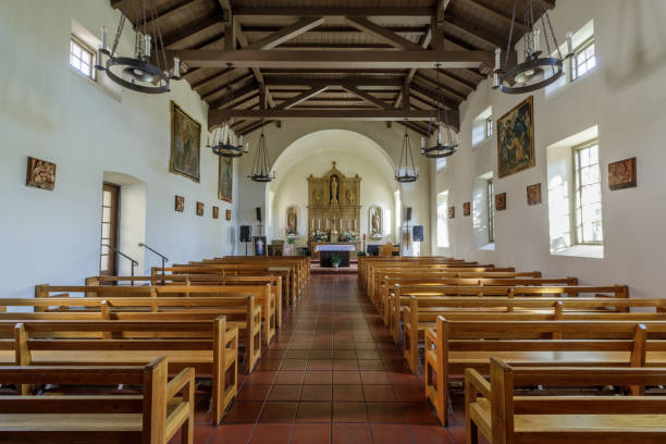 Interior of Mission San Rafael Arcangel in San Rafael of Marin County in California San Rafael, California - September 24, 2018: Interior of Mission San Rafael Arcangel. san rafael california stock pictures, royalty-free photos & images