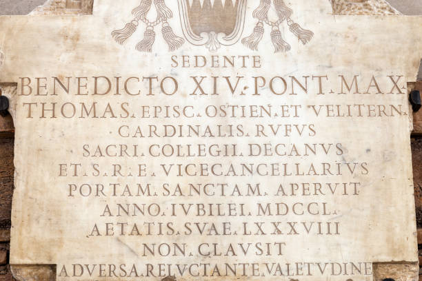 istock Ancient Roman text engraved in marble 1046638308