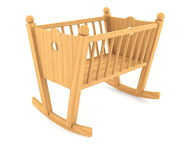 child crib isolated on white background with clipping path